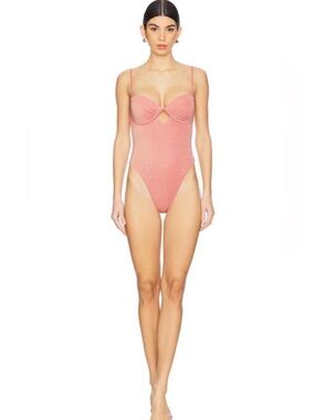 Vitamin A Mabel Underwire Bandeau One Piece in Pink Metallic Colour